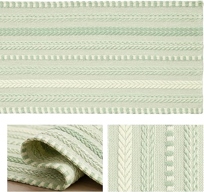 Artoid Mode Sage Green Farmhouse Woven Table Runner, Seasonal Holiday Rustic Kitchen Dining Table Decoration for Home Party Decor 12x90 Inch