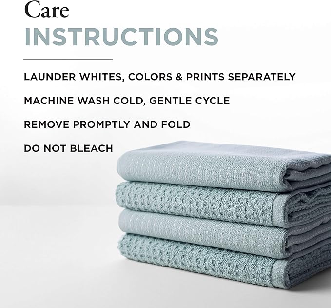 Thyme and Sage 100% Cotton Premium Turkish Kitchen Hand Towel Set, 16"x26", Ultra Absorbent, 350 GSM, Blue Maize, Pack of 4