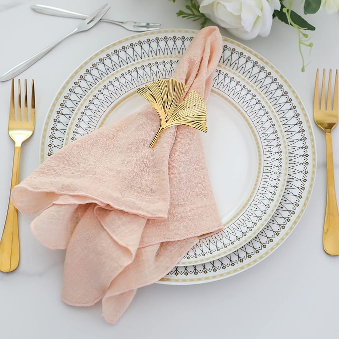 Dinner Cloth Napkins 6 Pack,100% Natural Soft Cotton,Washable Gauze Napkins Great for Weddings Decorative,Dinner Parties,Family Everyday Use (Blush Pink-6Ppack)