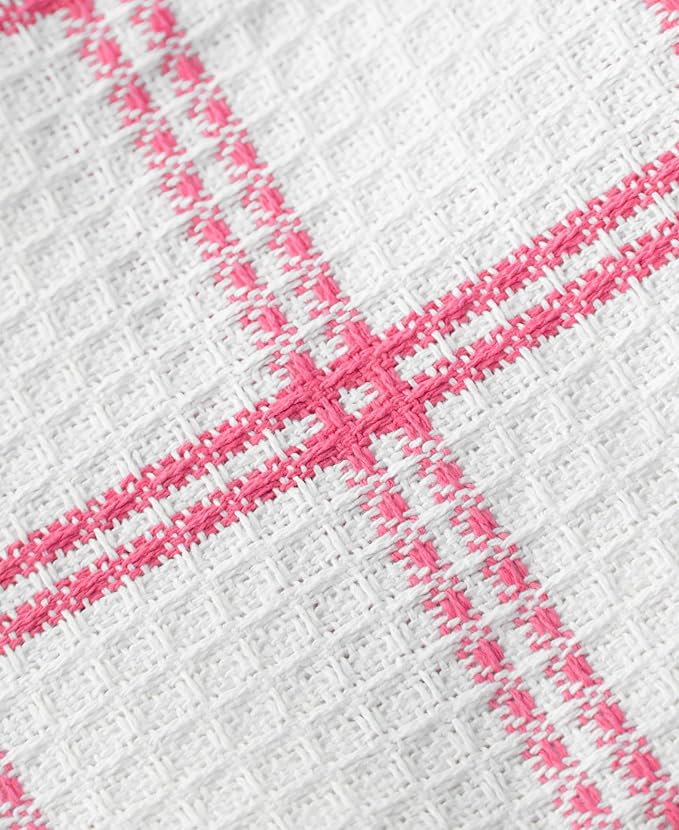 T-Fal Premium Waffle Dish Cloths: Highly Absorbent, Super Soft Long Lasting - 100% Cotton, 12"x13" Towel for Cleaning & Drying Dishes, 8-Pack, Pink