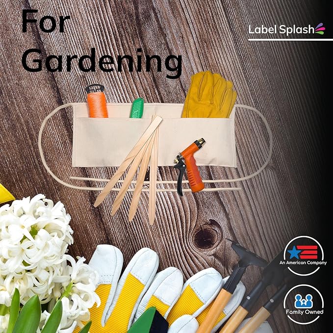 LABELPLASH 2 Pocket Canvas Work Waist Nail Apron Belt Washable Tool Utility Gardening Woodworkers Roofers Artists & Crafts