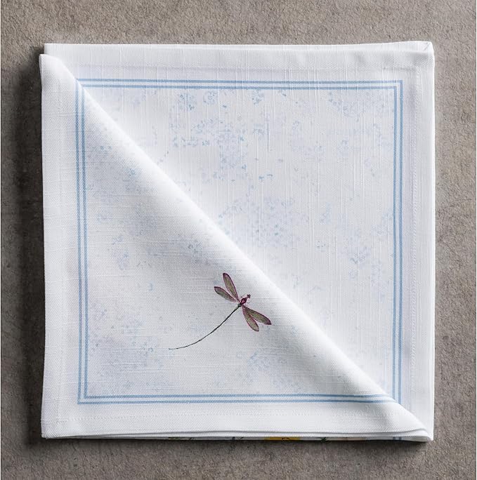 Maison d' Hermine Cloth Napkins Set of 4 100% Cotton Everyday Reusable Square Napkins Cloth Washable Dinner Party Wedding Restaurant Gifts for Mothers Day Spring/Summer (Fleurs De Mai, 20" x 20")