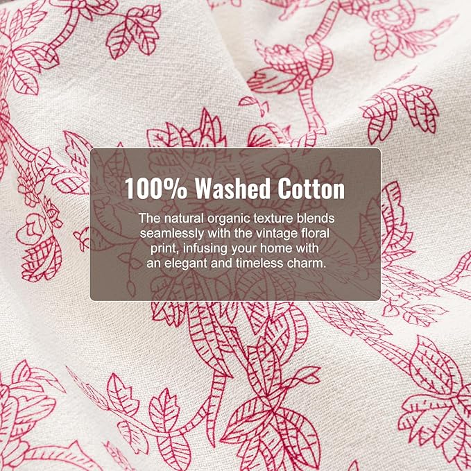 100% Cotton French Pastoral Kitchen Towels Set of 2, Decorative Flour Sack Tea Towels with Hanging Loop 18x25 Inch Absorbent Dish Cloths Farmhouse Home Decor, Pink