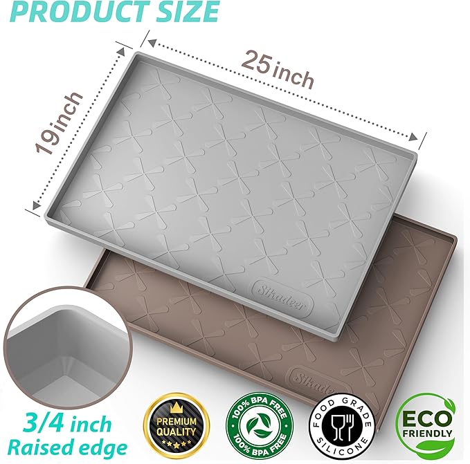 SIKADEER 25" x 19" Under Sink Mat Waterproof, Silicone Mat Kitchen Drawer Shelf and Cabinet Liner, Sink Protector for Kitchen Organizers and Storage, Boot Tray Pet Food Mats