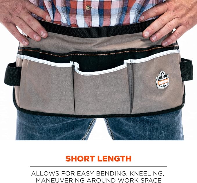 Ergodyne Arsenal 5706 Canvas Waist Tool Apron with 13 Pockets, Gray