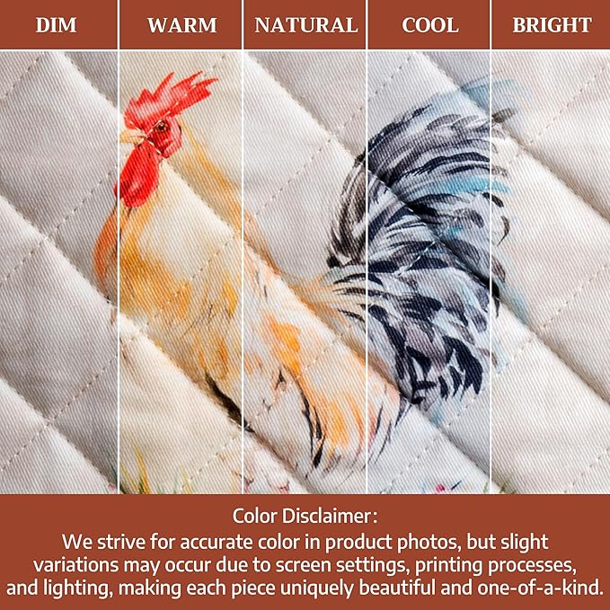 Maison d' Hermine 100% Cotton Oven Mitt & Pot Holder Set (7.5"x13" & 8"x8") Heat Resistant BBQ Cooking Gloves with Loop Baking Grilling Kitchen Gifts for Mothers Day Spring/Summer (Campagne)