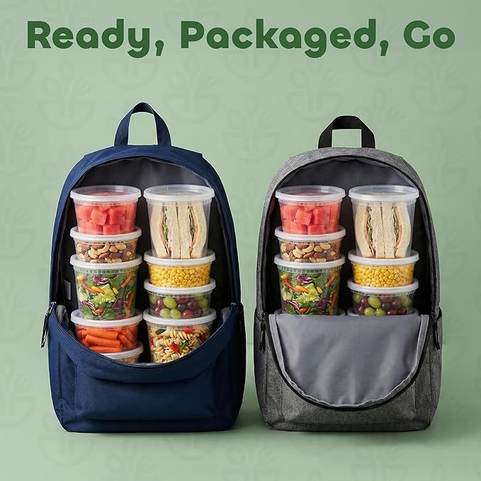 JoyServe 120 Sets Deli Containers with Lids – 8oz, 16oz & 32oz – Leak Proof, Microwaveable, Dishwasher & Freezer Safe – Plastic Food Storage & Soup Containers