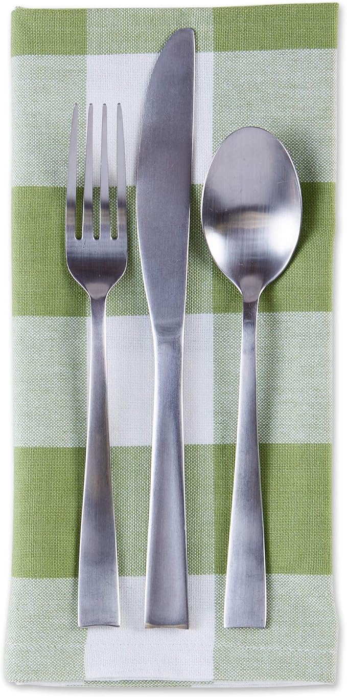 DII Buffalo Check Collection, Classic Farmhouse Cloth Napkin Set, 20x20, Antique Green, 6 Piece