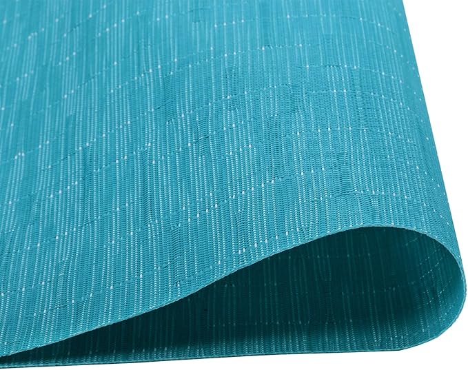 SHACOS Placemats Set of 8 Woven Vinyl Place Mats for Dining Table Wipe Clean Heat Resistant Washable Kitchen Table Mats (8, Teal Blue)