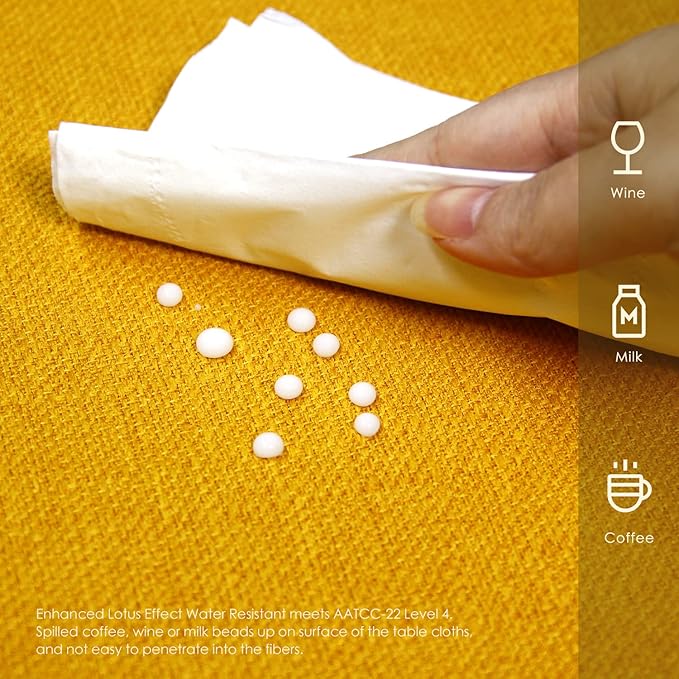 BALCONY & FALCON Rectangle Tablecloth Washable Wrinkle Resistant and Water Proof Table Cloth Decorative Linen Fabric Tablecloths for Dining Parties Kitchen Wedding and Outdoor Use (Golden, 57x118)