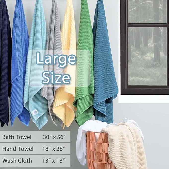 VOOVA & MOVAS Gray Towels for Bathroom - 100% Cotton | Quick Dry | Soft | Thick, 3 Piece Towel Set, 1 Large Bath 30" x 56", 1 Hand 18" x 28", 1 Wash Cloth 13" x 13", Bathroom Essentials, Grey