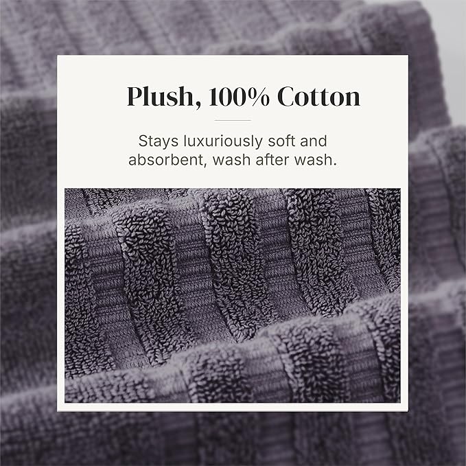 Modern Threads Classic Diamond 6-Piece 100% Cotton Towel Set – Yarn Dyed Jacquard – Includes 2 Bath Towels, 2 Hand Towels, 2 Washcloths – Absorbent, Quick Dry, Soft & Durable – Purple