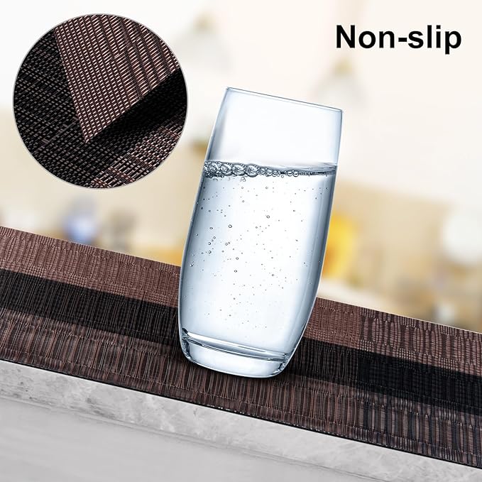 Aofmee Placemats, Heat Resistant Place Mats Set of 6, Washable PVC Table Mats, Woven Vinyl Plastic Placemats for Kitchen Dining Table, Non-Slip Stain Resistant Placemat Indoor Outdoor, Easy to Clean