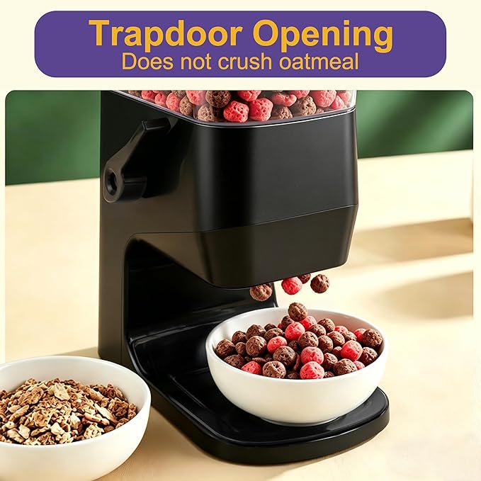 Cereal Dispenser Countertop 1 Pack, Dry Food Dispenser Snack Organizer, Slim Cereal Containers Storage Dispenser with Lids for Pantry, Kitchen Organization Oatmeal Nut Granola Candy, Black
