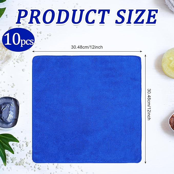 Tanlade Cleaning Cloth Dry Erase Cloth Cleaning Rags Reasonable Kitchen Towels Microfiber Towels Cars Wash(12 x 12 Inch,Blue,10 Pcs)