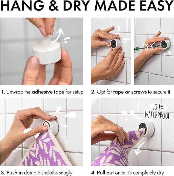 SUPERSCANDI 5 Pack Swedish Dishcloths for Kitchen - 100% Biodegradable & Compostable | Reusable Paper Towels Washable, Food-Safe & Without Plastic - Dish Rags Suitable for Any Surface | Botanic Print