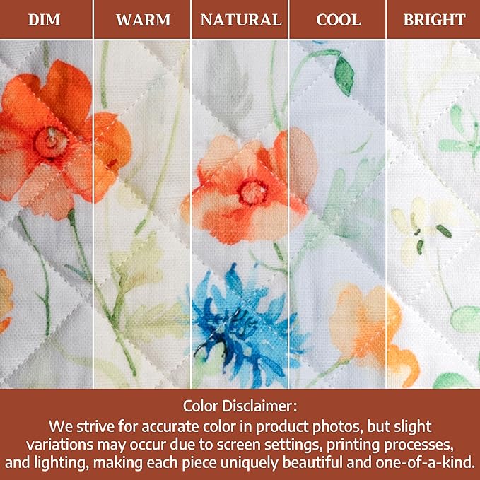 Maison d'Hermine Oven Gloves 100% Cotton Oven Mitt 7" x 13" with Loop Heat Resistant BBQ Cooking Gloves Baking Grilling Gifts for Mothers Day Spring/Summer (Pack of 1, Summer Whisper)