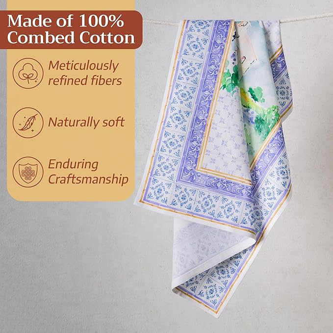 Maison d' Hermine Kitchen Towel 100% Combed Cotton Premium Set of 3 Kitchentowels Easter Tea Towels (20"x27.50") for Table Cleaning, Dining, Buffet Parties & Wedding Use -Luberon