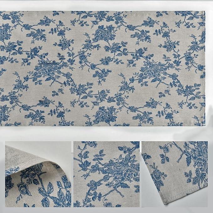 Artoid Mode Monochrome Sketch Branch Toile Textures Chinoiserie Cotton Dark Grey Table Runner, Seasonal Retro Vintage Kitchen Dining Table Decoration for Home Party Decor 13x72 Inch