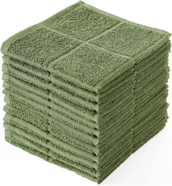 Glynniss Dishcloths Kitchen Highly Absorbent Dish Rags 100% Cotton Dish Cloths for Washing Dishes (Garden Green)