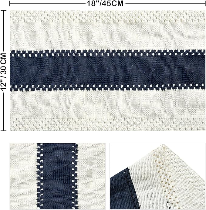 Artoid Mode Dark Blue Farmhouse Rustic Placemats Set of 6,12x18 Inch Seasonal Holiday Hollow Table Mats Party Kitchen Dining Decoration