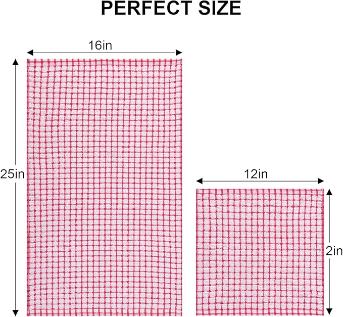 Kitinjoy Cotton 16 Pack Kitchen Towels and Dishcloths Sets, 16 x 25 Inch & 12 X 12 Inch Dish Towels Bulk, Super Soft and Absorbent Hand Towels for Kitchen Drying, Red