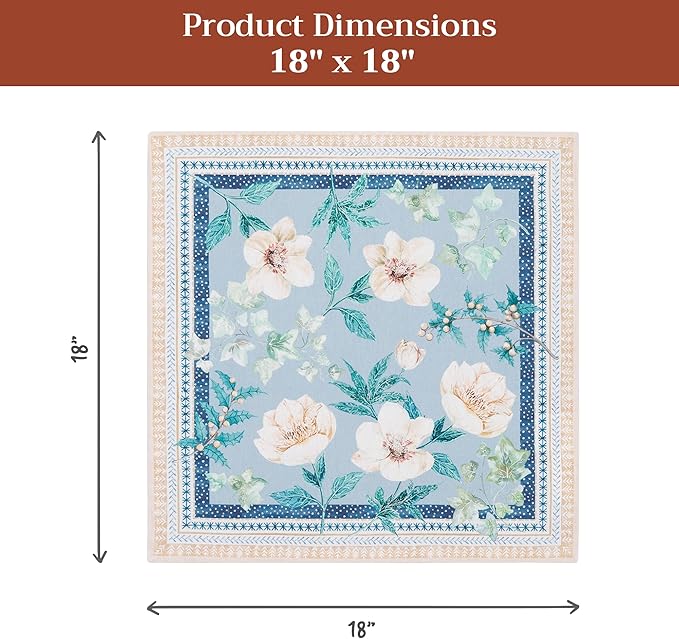 Maison d' Hermine Cloth Napkins Set of 4 100% Cotton Everyday Reusable Square Napkins Cloth Washable Dinner Party Wedding Restaurant Gifts for Mothers Day Spring/Summer (Winter Floral, 18" x 18")
