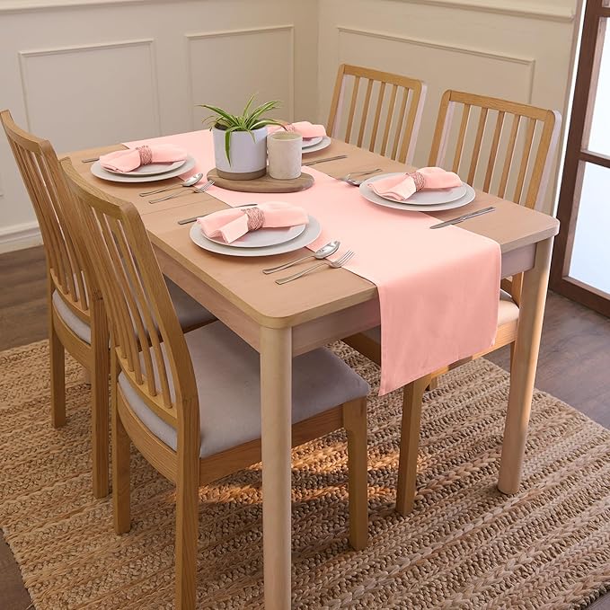 Encasa XO Peach Cloth Napkins Set of 6, 17"x17" | Solid Color Cotton Dinner Napkins | Washable & Reusable Wedding Napkins for Holiday Dinners, Party, & Everyday Table Decor