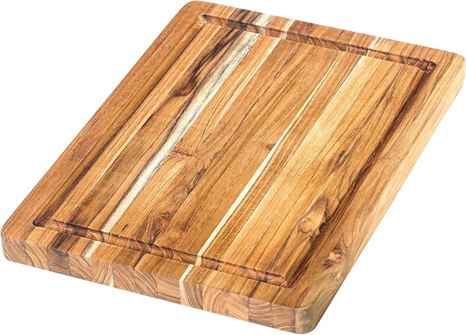 Teakhaus Cutting Board - Small (S) Wood Cutting Board with Juice Groove (14”L x 10”W) Holiday Gift Ideas for Men and Women - Gift-Ready, Thin, Lightweight, Reversible, Knife Friendly - FSC Certified
