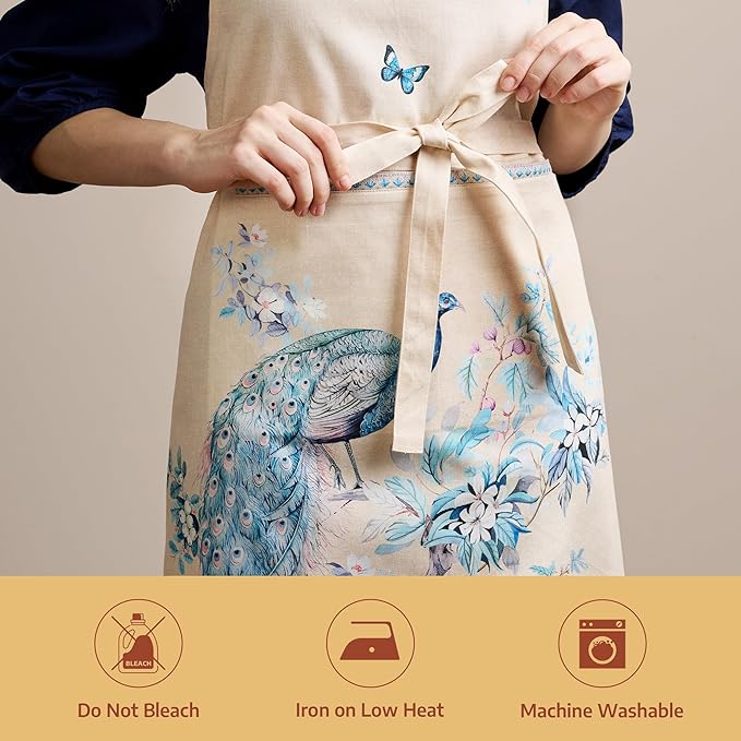 Maison d' Hermine 100% Cotton Apron for women with Pocket Kitchen Chef Apron for Men Cooking Mothers Day Gifts