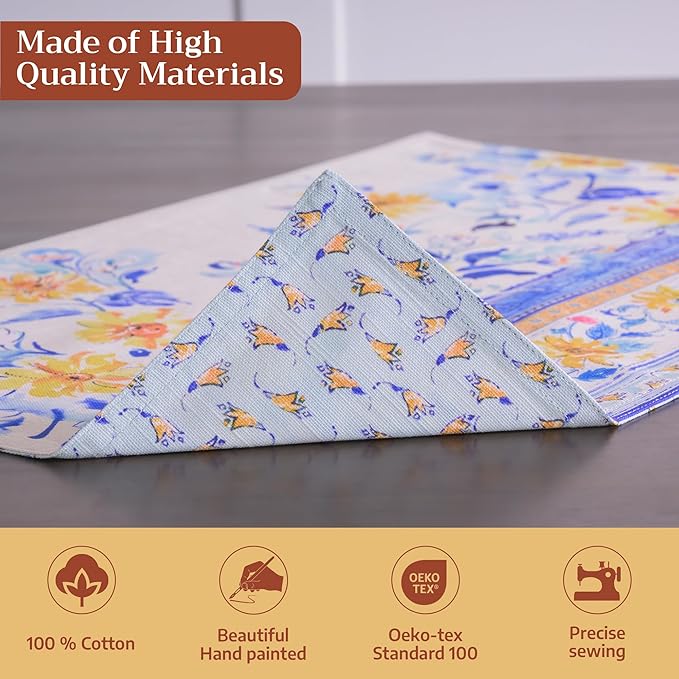 Maison d' Hermine Placemats Set of 4 100% Cotton Washable Cloth Place Mats Reusable Table Mats for Kitchen Dining Party Wedding Gifts for Mothers Day Spring/Summer (Girassol, 13" x 19")