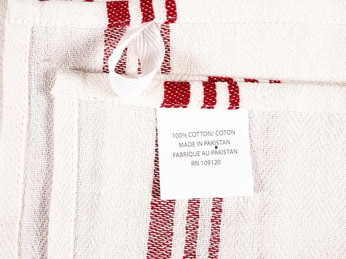 KAF Home Assorted Flat Kitchen Towels - Set of 10, 18 x 28 Inch (Red)