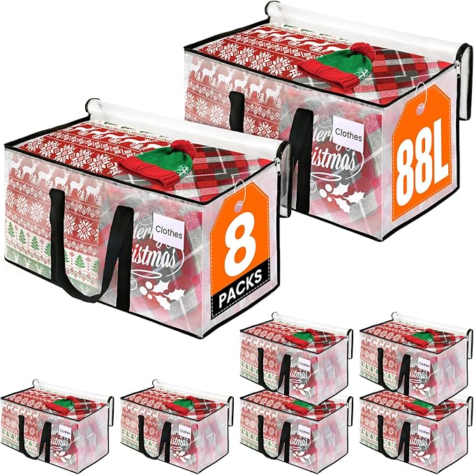 RoomHacks Clear Heavy Duty Extra Large Moving Supplies Storage Bags with Reinforced Handle and Double Zipper, Alternative to Moving Box (8 Packs)