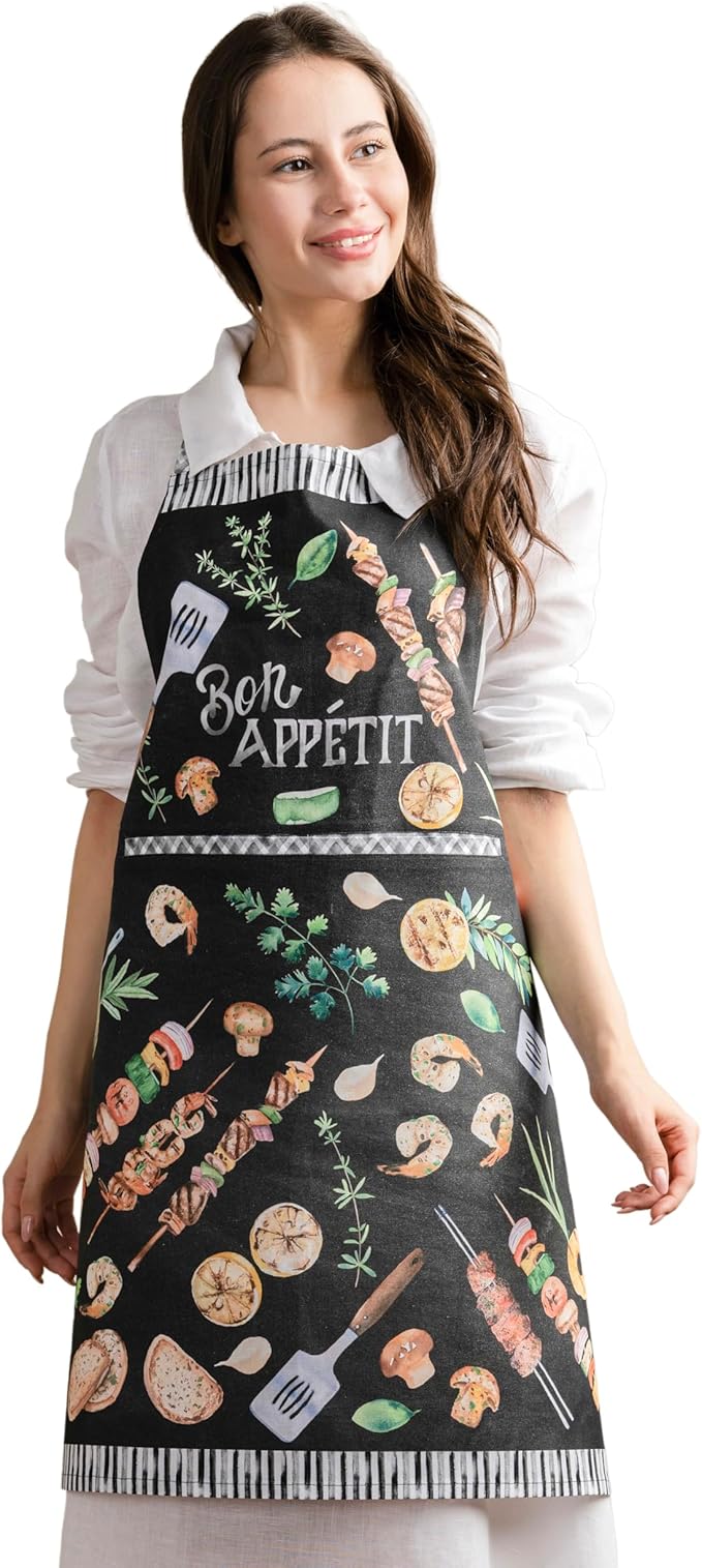 Maison d' Hermine 100% Cotton Apron for women with Pocket Kitchen Chef Apron for Men Cooking Mothers Day Gifts