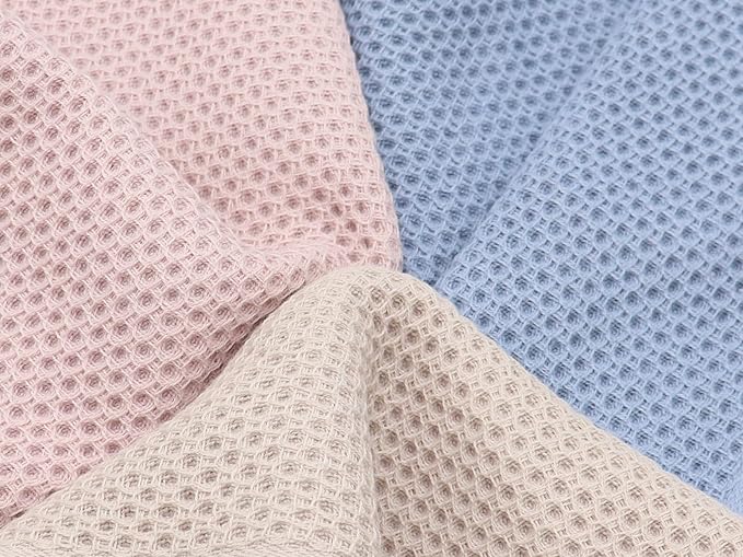 Mia'sDream Dish Cloths Waffle Weave Cotton Kitchen Towel, Soft and Absorbent, 12x12, 6 Pack (Multi Color)