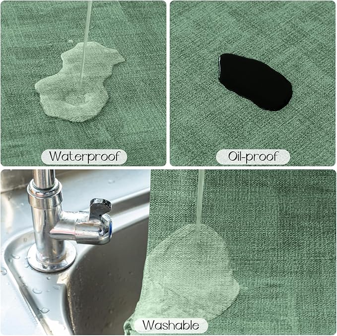 Romanstile Vinyl Placemats Set of 8-12x17 Inch, Reversible Waterproof Washable Non Slip Table Mats, Faux Leather Heat Resistant Wipeable Table Placemats for Dining/Party/Indoor/Outdoor, Grey-Green