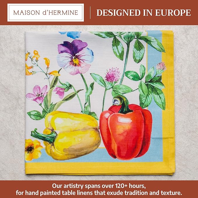 Maison d' Hermine Cloth Napkins Set of 4 100% Cotton Everyday Reusable Square Napkins Cloth Washable Dinner Party Wedding Restaurant Gifts for Mothers Day Spring/Summer (Giverny, 20" x 20")