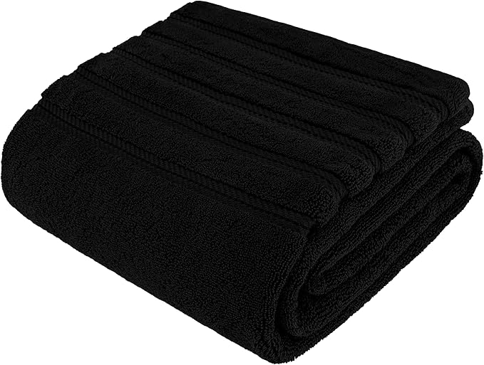 American Soft Linen 35x70 Jumbo Large Bath Towel, 600 GSM 100% Cotton Turkish Bath Sheet, Oversized Luxury Bath Towel for Bathroom Beach and Pool, Black
