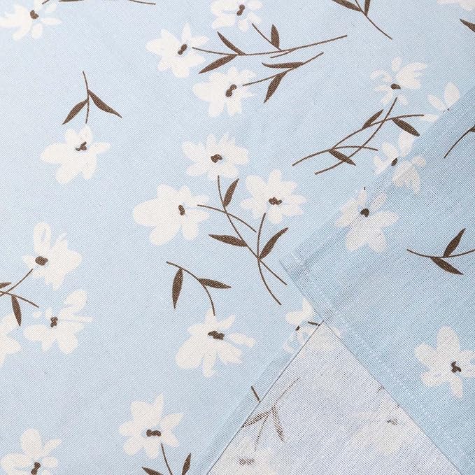 Pastoral Square Tablecloth - 52 x 52 Inch - Linen Fabric Table Cloth - Washable Table Cover with Dust-Proof Wrinkle Resistant for Restaurant, Picnic, Indoor and Outdoor Dining, Floral (Light Blue)