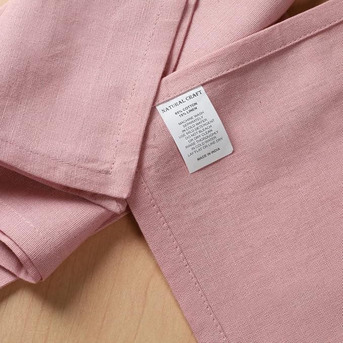 NATURALCRAFT Cloth Napkins Set of 12 Cotton Linen18x18 inch Washable Easter Napkins Cloth - Soft Durable Reusable -Ideal for Hotel Hotel Farmhouse Party Wedding Everyday Use Kitchen Blush Pink