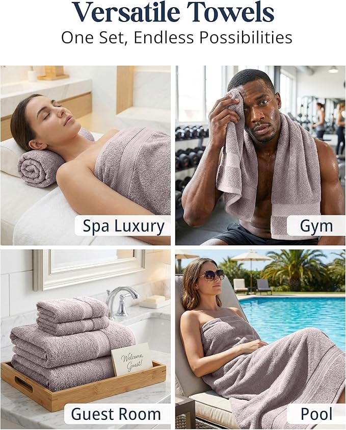 LANE LINEN 100% Ring Spun Cotton Bathroom Towel Set - 16 Piece - Soft, Quick Dry & Highly Absorbent - 4 Bath, 8 Wash cloths, 4 Hand Towels - Ideal for Guests & Perfect for Bathroom decor - Platinum