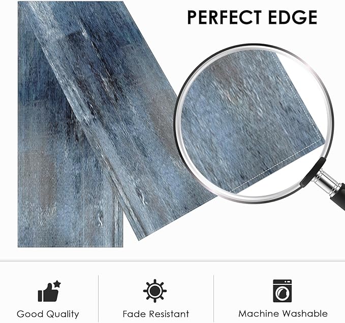 Emvency Farmhouse Style Table Runner, Abstract Art Painting Denim Blue Dining Decor for Kitchen Coffee Table Family Dinners Holiday Parties Wedding Events Decor(13x108 inch)