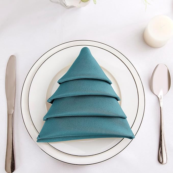 Bailarina Cloth Napkins Set of 40,17x17 inches Dinner Napkins Cloth Washable,Polyester Square Table Cloth Napkin Bulk with Hemmed Edges Ideal for Banquets, Parties and Weddings-Peacock Blue