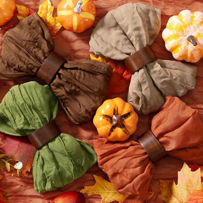 DeZerlor 20 Pack Fall Cheesecloth Napkins Washable Thanksgiving Cloth Napkins Set of 20 Cotton Gauze Dinner Table Napkins Bulk 21x21 Inches for Friendsgiving Wedding Bridal Baby Shower Party Decor