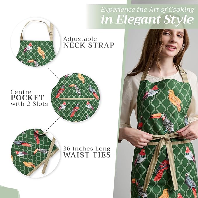 Maison d' Hermine 100% Cotton Apron for women with Pocket Kitchen Chef Apron for Men Cooking Mothers Day Gifts