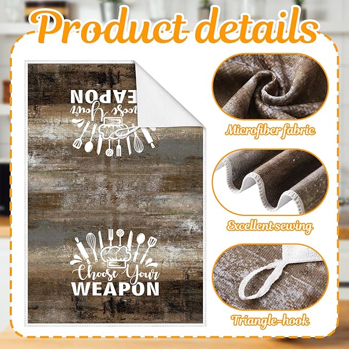 Bencailor 6 Pcs Chocolate Kitchen Towels Decorative Sets Dish Towels Absorbent Fast Drying Hand Tea Vintage Hanging Reusable Cleaning Dishcloths for Cooking Farmhouse Bathroom Accessory
