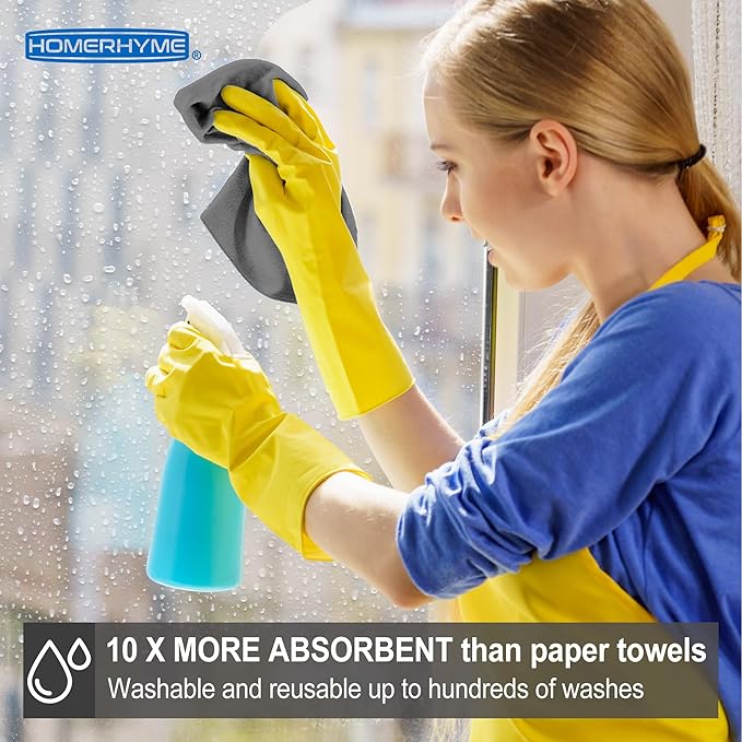 Microfiber Cleaning Cloth, 12 Pack Grey Cleaning Rags,12" X 11" Lint Free Dish Towels Wash Cloths, Reusable Microfiber Towels for Home and Kitchen Bathroom Apartment Cleaning Supplies