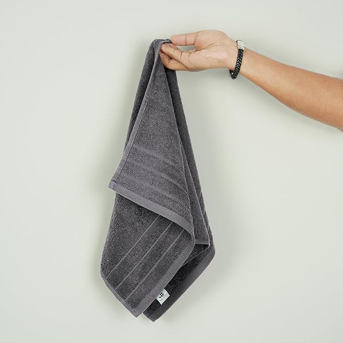 Tens Towels Pack of 6 Hand Towels, 100% Cotton, Lighter Weight, Quick to Dry, 16 x 28 Inches, Super Soft & Absorbent, Perfect for Bathroom & Kitchen, Dark Grey