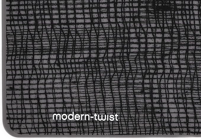 modern-twist 14"X16" Rectangular Silicone Placemat, BPA, PVC-Free Table Mat, Dishwasher Safe, Linen Print in Black, Pack of 1