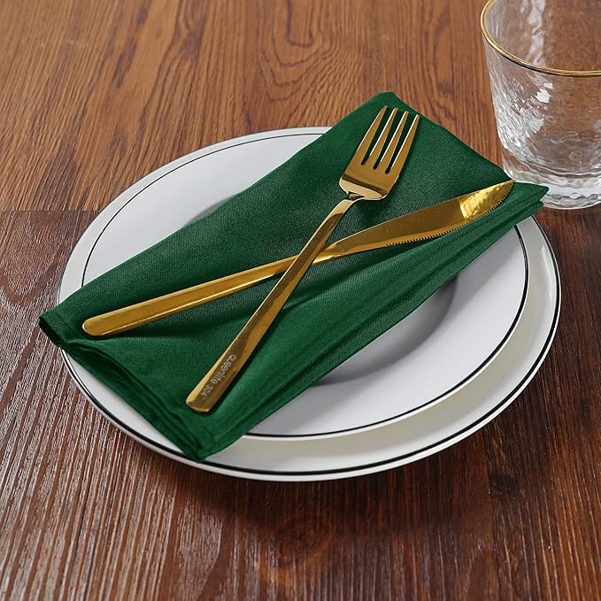 Cloth Napkins 17x17 inch Washable Polyester Dinner Napkins Soft Table Napkins for Wedding Party Dining Banquet(Hunter,50PCS)